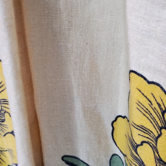 ✅ Farm Rio Linen Floral Arabesque Puff Sleeve Midi Dress – XSmall - Picture 16 of 16